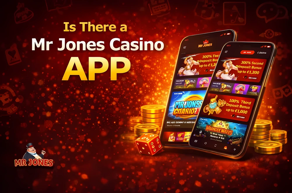 Mr Jones Casino mobile app on a phone